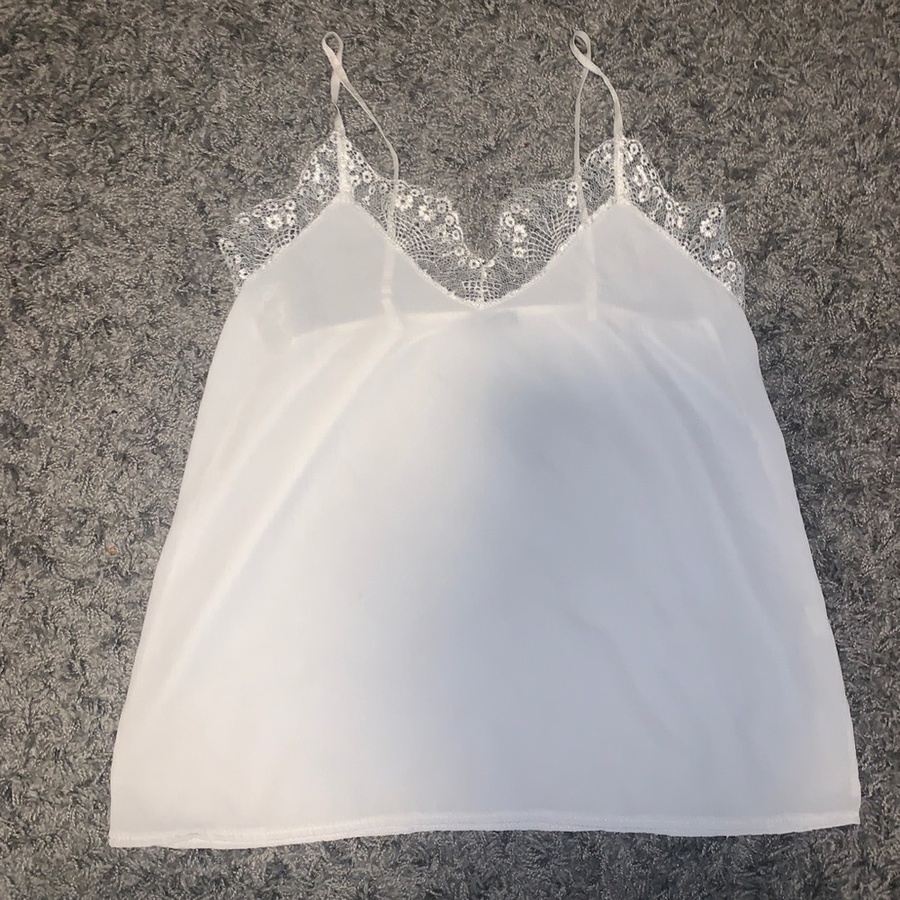 Sheer boohoo lace tank top